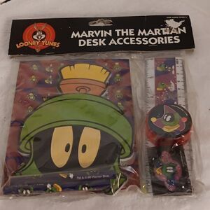Vtg 1999 Looney Tunes Marvin the Martian Desk Accessories